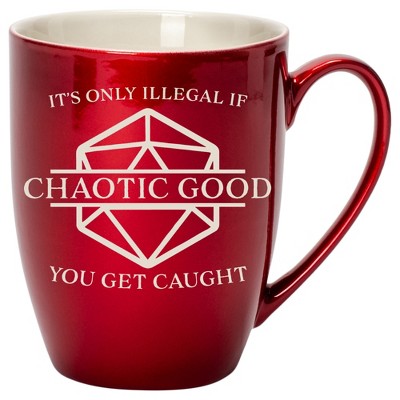 100 North Chaotic Good 10 Ounce Cardinal Red Metallic Finish, Comfortably Fits Your Hands, New Bone China Coffee Tea Cup Mug, It's Only Illegal If You
