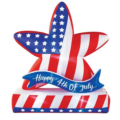 Collections Etc 6-Foot Happy 4th of July Patriotic Star Outdoor Inflatable Decoration 62 X 26 X 72