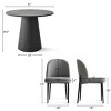 Dining Table Set for 2, Modern Round Pedestal Table with Black Base and Upholstered Chairs for Kitchen Nook or Small Dining Room-Tanpinhause - 3 of 4