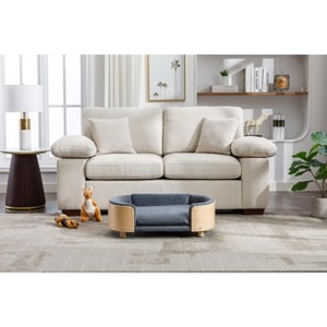 Grungis Velvet Dog Bed with Solid Wood Legs and Bent Wood Back,Pet Bed Sofa for Pets - 1 of 4