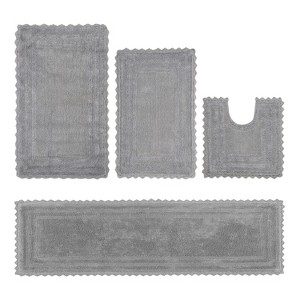 Lilly Crochet Collection 100% Cotton Tufted Reversible 4-Piece Bath Rug Set – Super Absorbent, Machine Washable Bathroom Mats with Crochet Pattern - 1 of 4