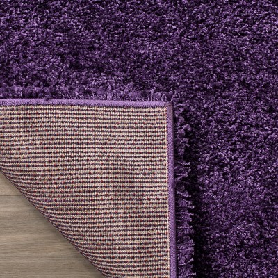 Purple Square Hand-Knotted Shag Synthetic Rug
