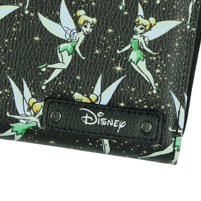 Disney Tinker Bell Wallet Women's Pixie Dust Faux Leather Zip Around Wallet Black - image 4