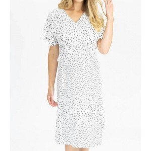 Women's Polka Dot Nursing Wrap Dress - Angel Maternity - 1 of 3