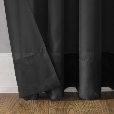 Black Sheer Polyester Grommet Window Panel