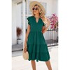 Women's Casual Tiered Dress with Pockets V Neck Ruffle Dress Cap Sleeve Swing Mini Dress A-Line Dresses - 3 of 4