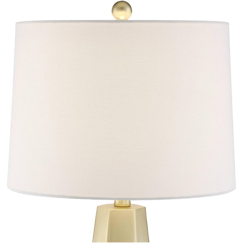 360 Lighting Julie Modern Table Lamps 27 1/2" Tall Set of 2 Faux Marble Gold Tapered Column Fabric Drum Shade for Bedroom Living Room Bedside Office, 3 of 10