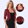 Allegra K Women's Evening Wedding Half Sleeve Ruffle Hem Elegant Lace Cardigan - 2 of 4