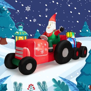 Costway 9 FT Long Christmas Inflatable Santa Claus Driving Tractor with Gifts Decoration - 1 of 4