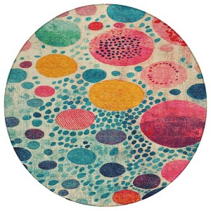 Teal Blue Pink And Orange Geometric Washable Indoor Outdoor Area Rug - 1 of 4