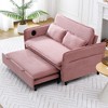 Lyngins Convertible Sofa Bed with Adjustable Armrests & Backrest, Letter-Stripe Fabric, Pull-Out Bed & Armrest Storage, Couch for Living Room - 2 of 4