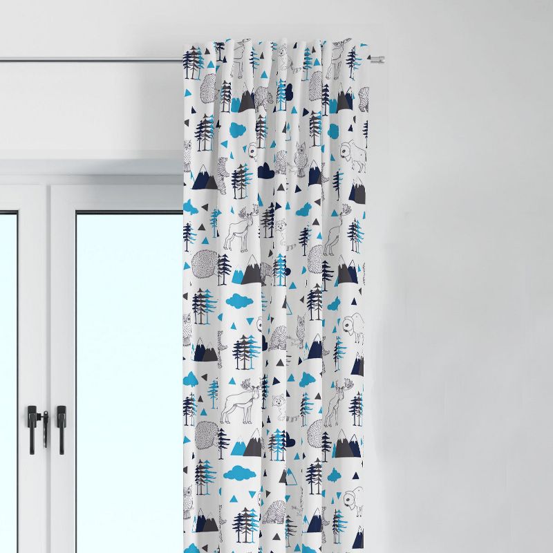 Bacati - Woodlands Animals Aqua/Navy/Grey Curtain Panel, 1 of 5