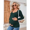 Women's Maternity Tops Casual V Neck Sweaters Puff Long Sleeve Ribbed Knit Fall Pregnancy Babydoll Pullover Sweater - image 2 of 4