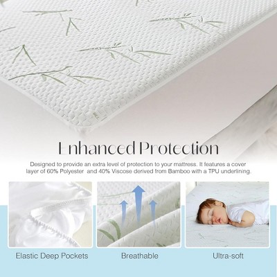 Full Size White Waterproof Bamboo Viscose Mattress Protector