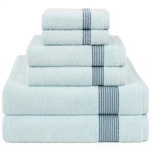 American Soft Linen Pleated Collection 100% Combed Cotton Luxury 6 Piece Towel Set, Zero Twist Ultra Soft and Plush Towels for Bathroom - 1 of 4