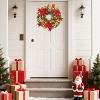 24“Pre-Lit Christmas Wreath with Lights,Red & Gold Berries Ball Ornaments Artificial Flower Leaves, for Front Door, Windows, Wall, Mantel Decoration - 2 of 4