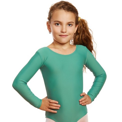 Leveret Girls Long Sleeve Leotard Green XS (4-6)