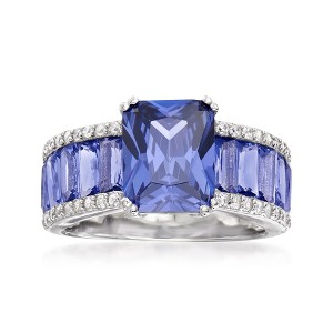 Ross-Simons 6.75 ct. t.w. Simulated Tanzanite and .20 ct. t.w. CZ Ring in Sterling Silver - 1 of 4