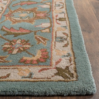 Handmade Blue Wool Rectangular Tufted Area Rug