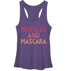 Women's CHIN UP Muscles and Mascara Racerback Tank Top - 1 of 3