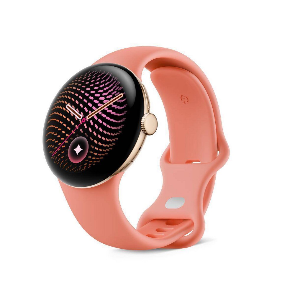 Google Pixel Watch 5 LTE 41mm Smartwatch with Health and Fitness Tracking and Gemini - Champagne Gold Aluminum, Canyon Active Band