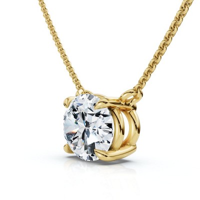 Pompeii3 1Ct Solitaire Oval Diamond Pendant 14k Gold Women's 18" Chain Lab Created
