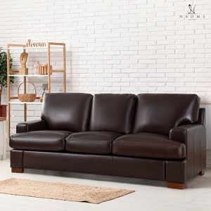 Home Imports Emporium Genuine Leather Living Room Set – Sofa Sets with Goose Feather Cushions and Mid-Century Modern Design - 1 of 4