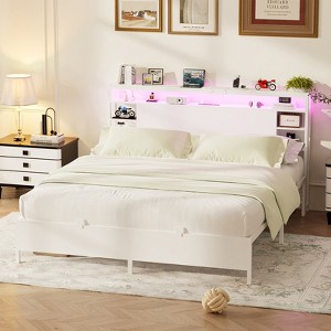 Aheaplus Bed Frame with Charging Station and RGB LED Lights - 1 of 4