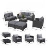 DSVIMOY 9-Piece Patio Sofa Set, Outdoor Furniture with 3 Armless Chairs, Corner Sofa, Gray, 25.2"*25.2"*13.6" - 2 of 4