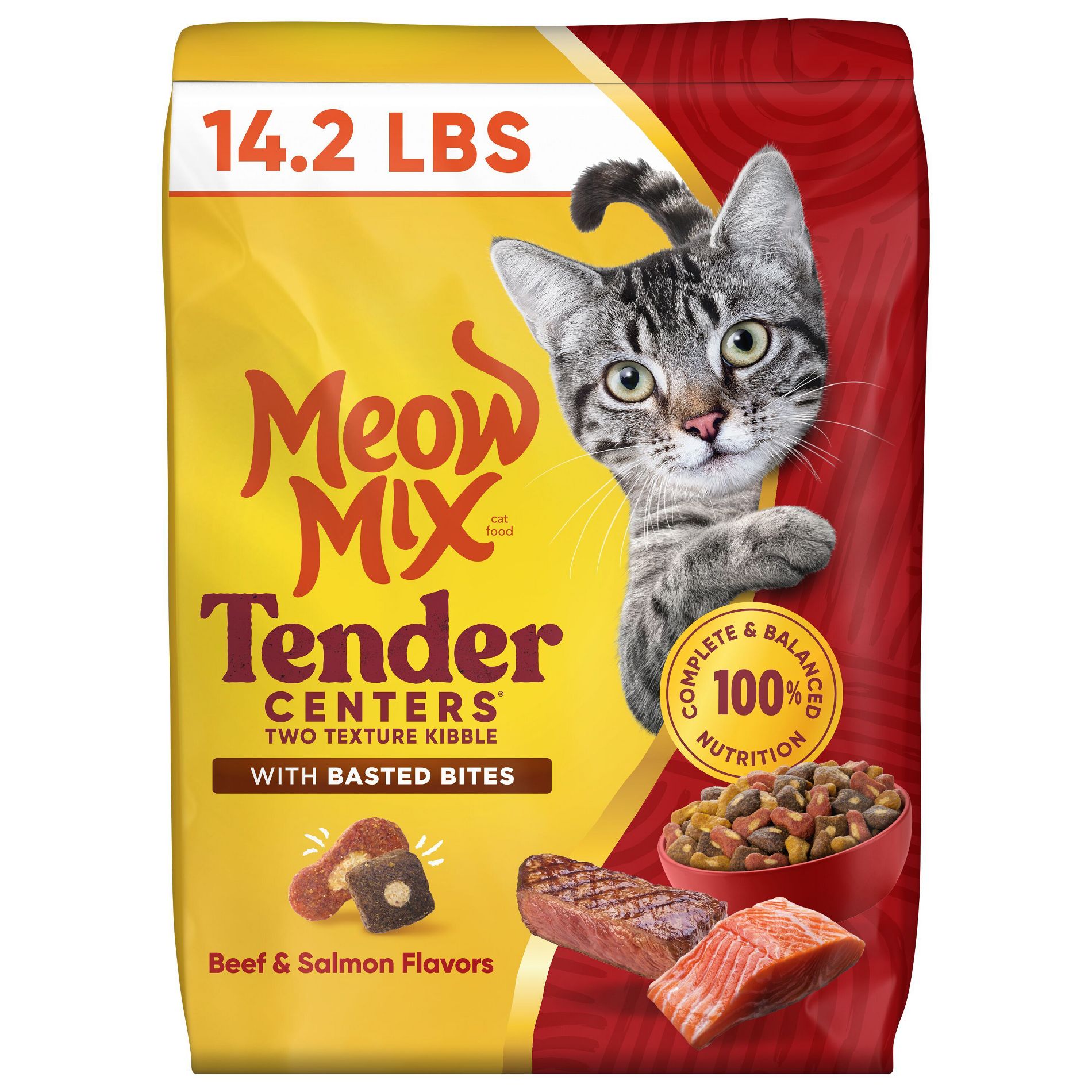 Meow Mix Tender Centers Basted Bites Salmon and Beef Flavor Dry Cat Food - 14.2lbs