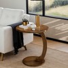 Hommoo C-Shaped End Table, Round Solid Wood Side Table for Living Room Brown - 3 of 4