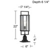 Possini Euro Design Jericho 22" High Modern Outdoor Post Light Fixture Pole Porch with Pier Mount Adapter Waterproof Black Metal Clear Glass Shade - 4 of 4
