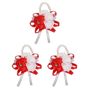 Unique Bargains Decorative Wedding Prom Party Artificial Rose Wrist Corsages - 1 of 3