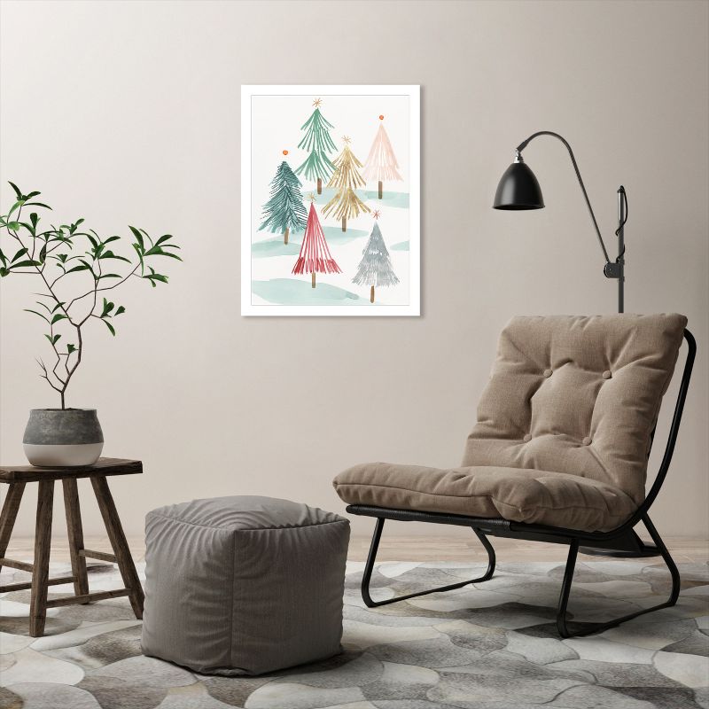 Americanflat Botanical Minimalist Christmas Trees I By Pi Holiday Collection Framed Print Wall Art, 6 of 9