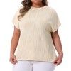 Agnes Orinda Women's Plus Size Crew Neck Short Sleeve Casual Knit Textured T-Shirts - 2 of 4
