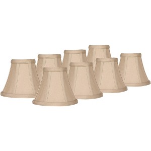 Imperial Shade Set of 8 Bell Lamp Shades Evaline Taupe Brown Fabric Small 3" Top x 6" Bottom x 5" High Candelabra Clip-On Fitting - 1 of 4