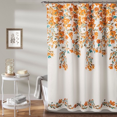 Orange and deals gray shower curtain