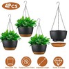 iMountek "4Pcs 9.64-Inch Hanging Planters with Drainage Holes & Self-Watering Tray for Indoor/Outdoor Herbs, Ivy, Ferns, and Plants" Gray - 3 of 4