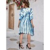 LA LEELA Women's House Daily Routine Evening Wear Vacation Casual Dailywear Holiday Relaxed Fit Caftan Short Loungewear 1X-2X Blue, Tie Dye Design - 4 of 4