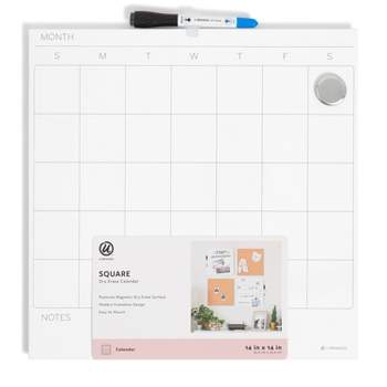 U Brands 14" Frameless Magnetic Dry Erase Monthly Calendar Board