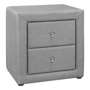 Nightstand Nightstand End Side Lamp Storage Drawer Bedroom Upholstered Grey Linen Look Transitional - 1 of 4
