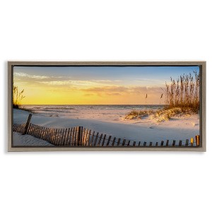 Stupell Industries Panoramic Coastal Beach Sunrise Floating Frame Canvas Art, Brown, 31" x 14" - 1 of 4