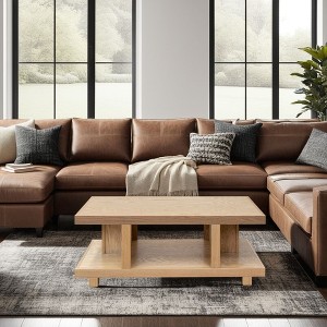 49" Wood Coffee Table with Open Shelf, No Assembly Required, Ideal for Living Room or Family Room - 1 of 4