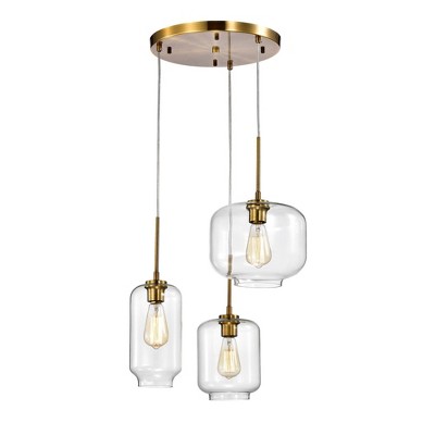 17.13" x 17.13" x 76" 3-Light Ole Chandelier Gold - Warehouse Of Tiffany: ETL Listed, Adjustable Height