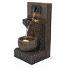 Alpine Corporation 20" 3-Tier Cascading Sculptural Fountain with Warm White LED Lights: Electric Polyresin Garden Decor - 2 of 4