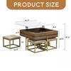 Modern Square Lift-Top Coffee Table Set with Storage & 4 Ottomans - Leovsnove - 3 of 4