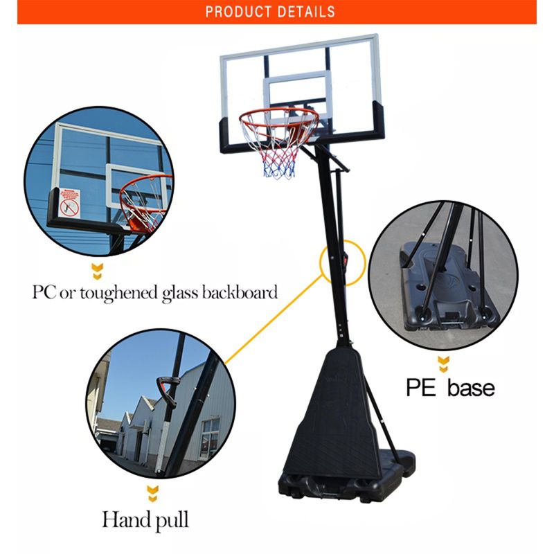SKONYON Portable Basketball Hoop 54" Impact Stand Adjustable Height with Shatterproof Backboard Wheels for Outdoor Play, 5 of 9
