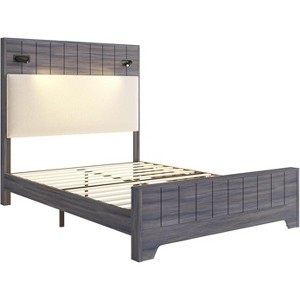 AMERLIFE Bed Frame with 57" Tall Headboard - 1 of 2
