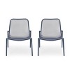 Set of 2 Stackable Modern Outdoor Armless Chairs with Backrest, Metal Patio Accent Seating for Porch, Garden or Balcony – The Pop Home - 3 of 4