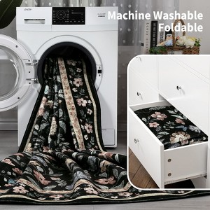 Modern Washable Living Room Rugs, Vintage Floral Non Slip Rugs, Dormitory Low Pile Stain Resistant Floor Mats - 1 of 4